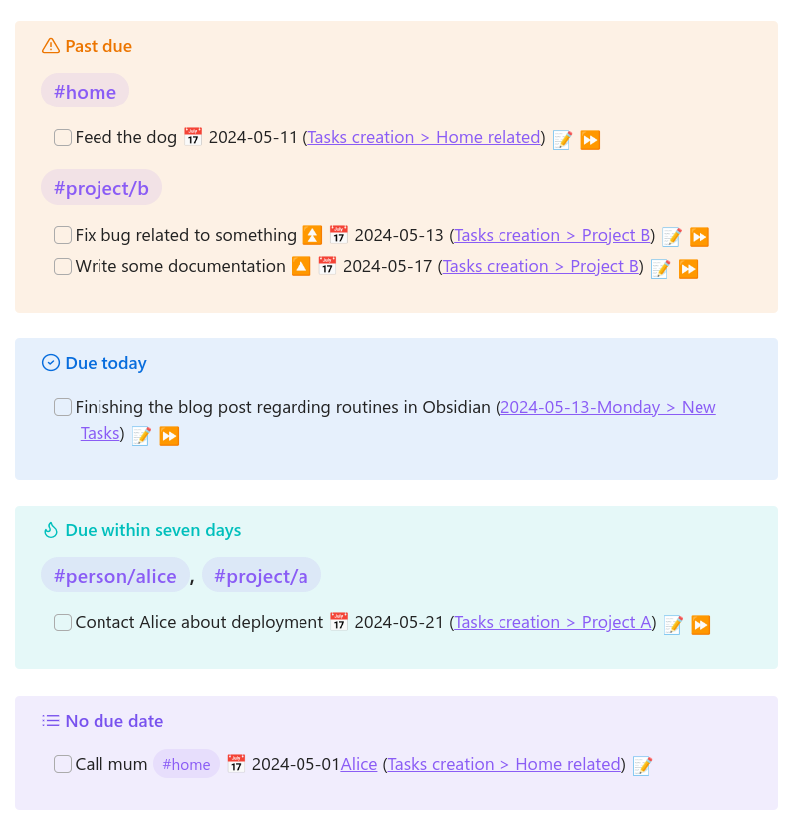 Task dashboard