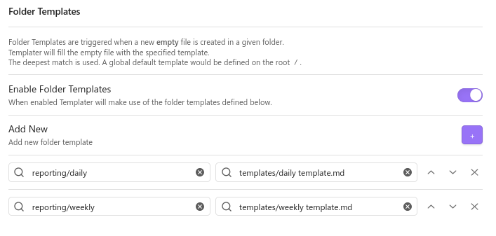 Templater configuration